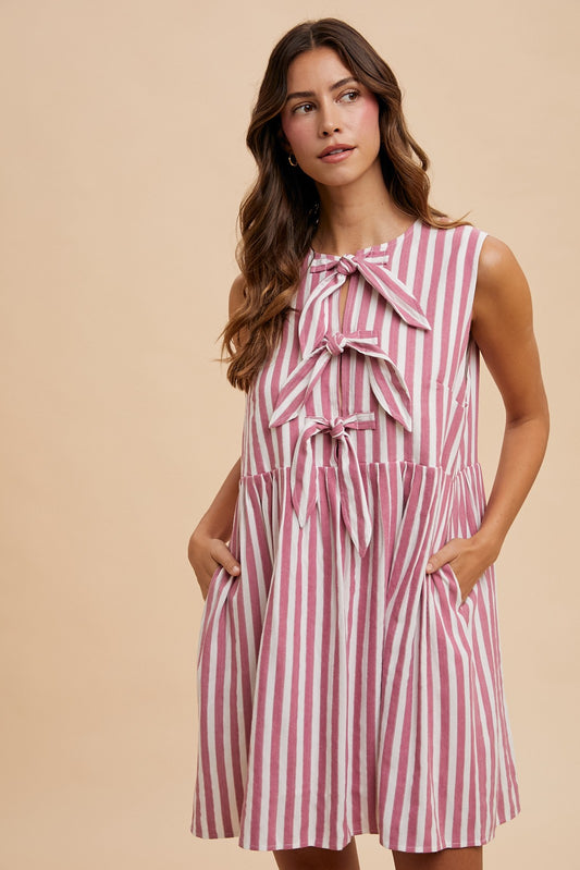Blue Skies Bow Front Dress