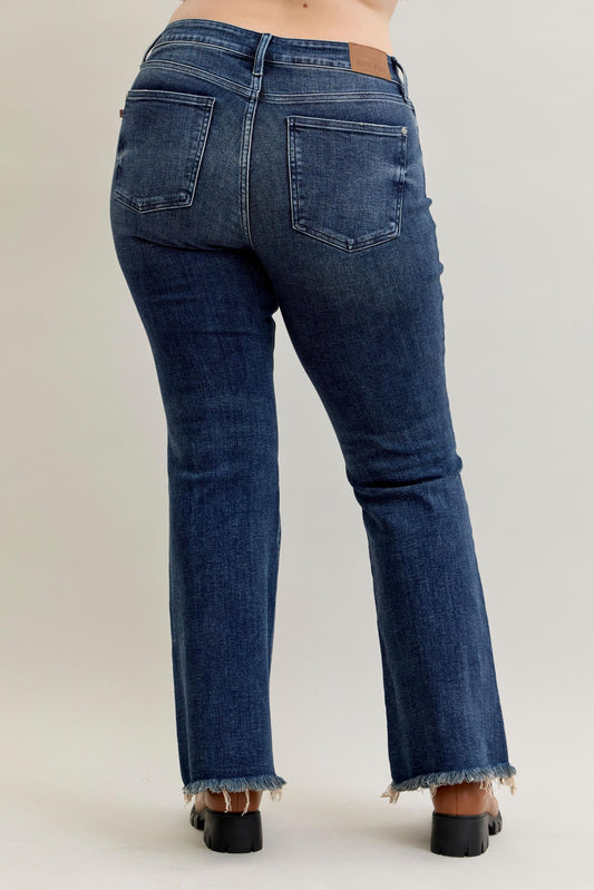 Curvy Mara High Rise Flare Destroy & Fray Hem by Judy Blue