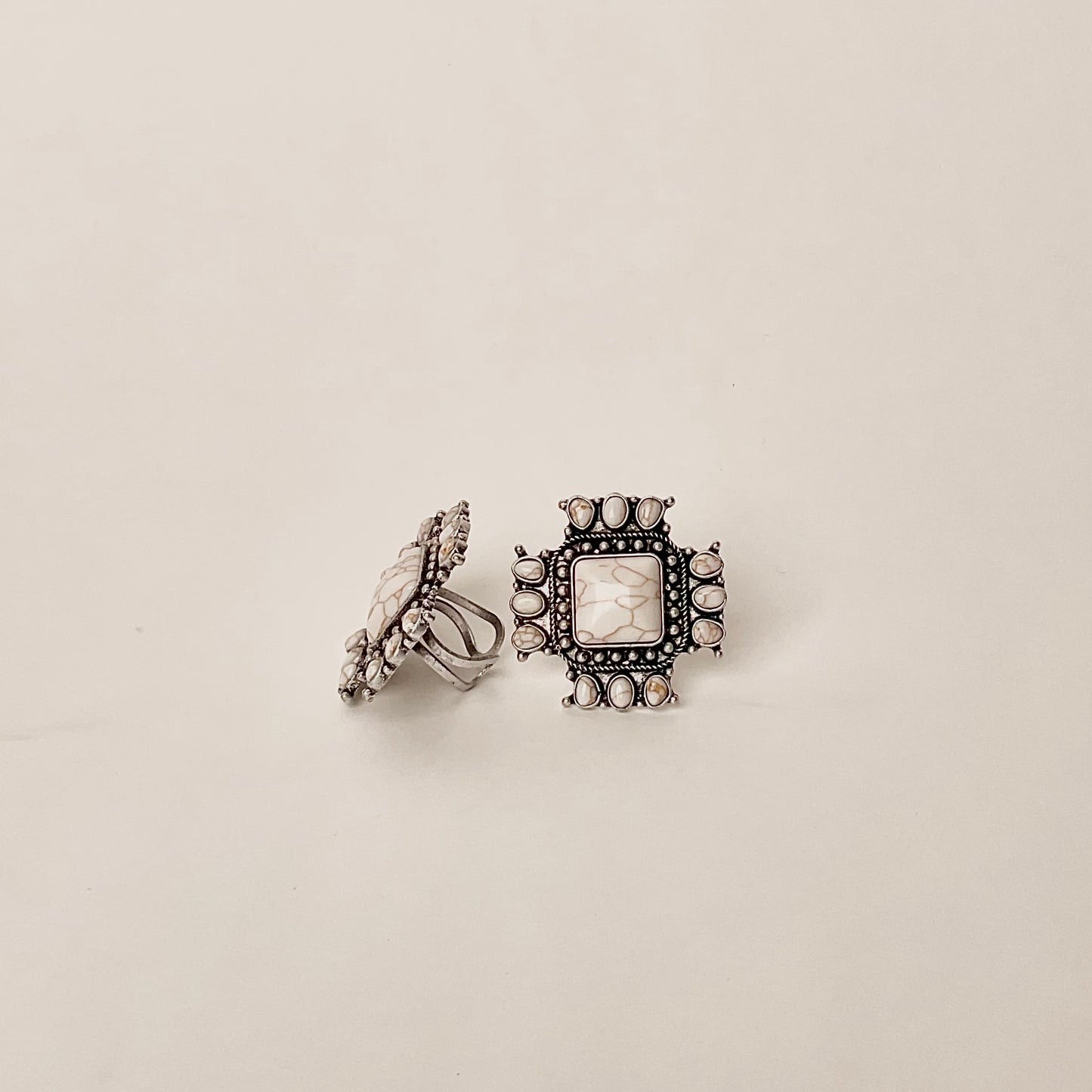 Western Square Stone Statement Ring