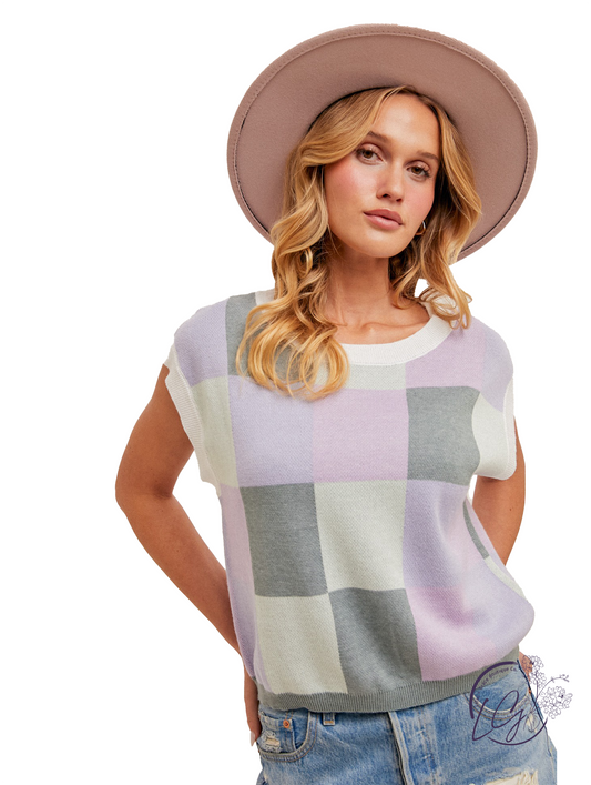 Glitch In Color Sweater Crop Tee