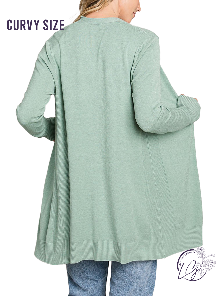 (Sale) Curvy Breathable Open Front Cardigan