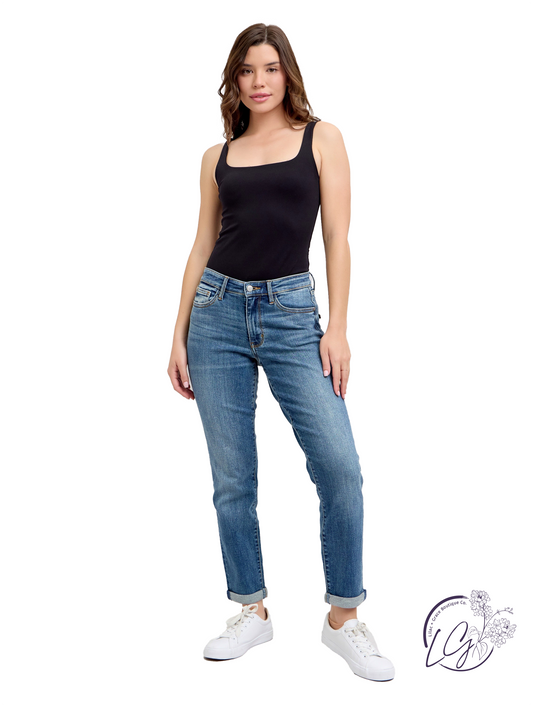 Marigold Mid-Rise Boyfriend Non-Distressed by Judy Blue