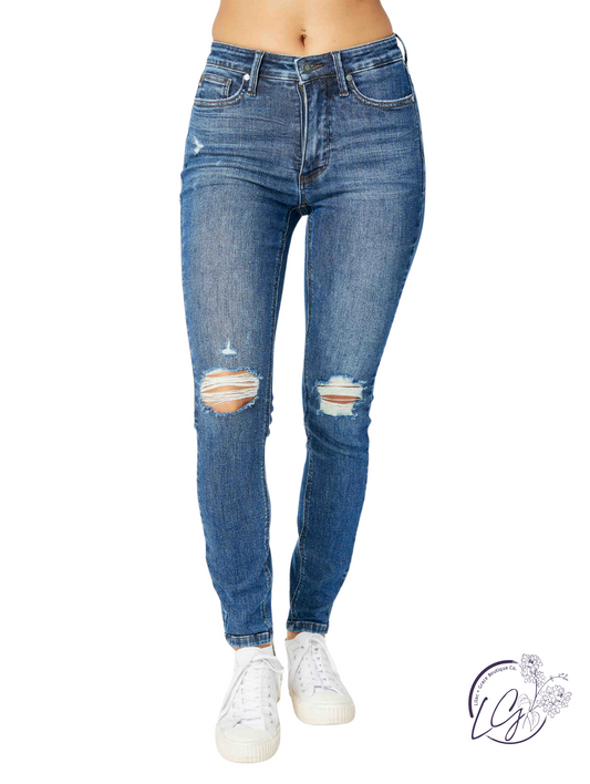 Estelle Tummy Control Distressed Jeans by Judy Blue
