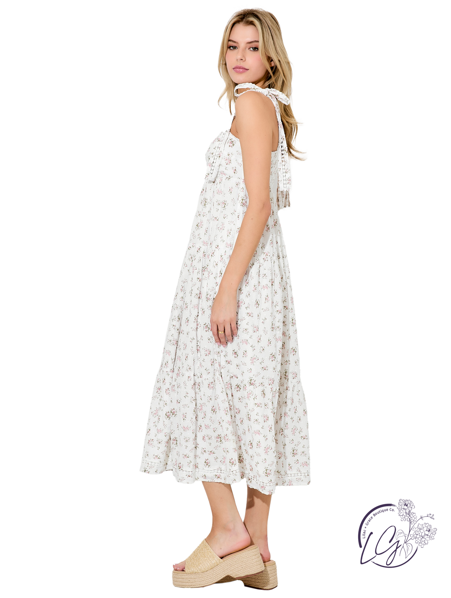 Grass Under Light Tie Midi Dress