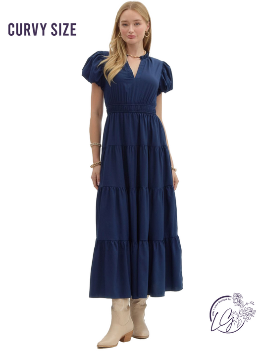 Curvy Held In Haze Midi Dress