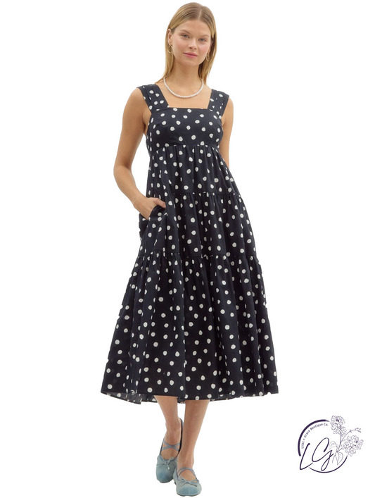 Dotspell Tiered Midi Dress