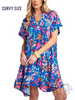 Curvy Shoreside Breeze Printed Rayon Dress