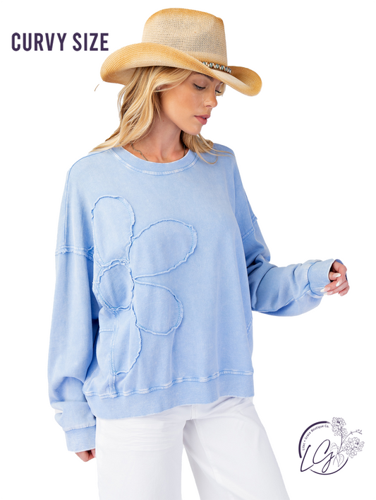 Curvy Washed Garden Knit Pullover