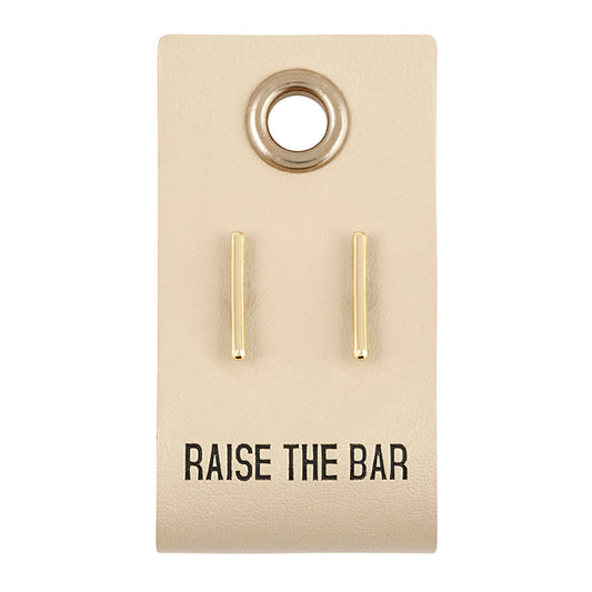 Leather Tag Earrings - Bar