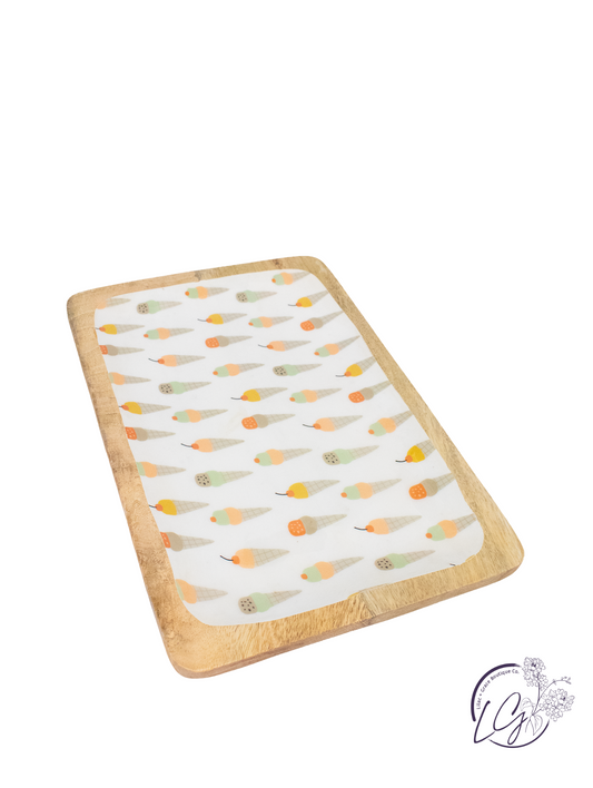 Ice Cream Cone Enameled Mango Wood Tray