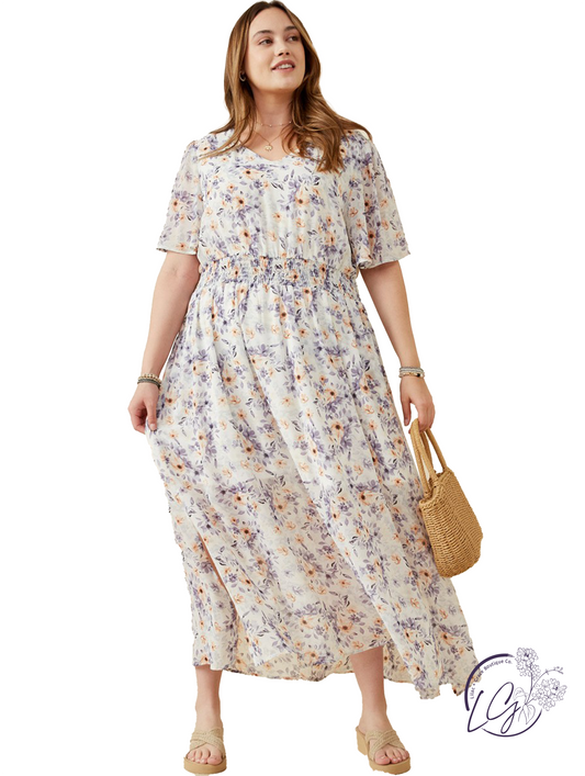 Curvy Tea And Flowers Dress