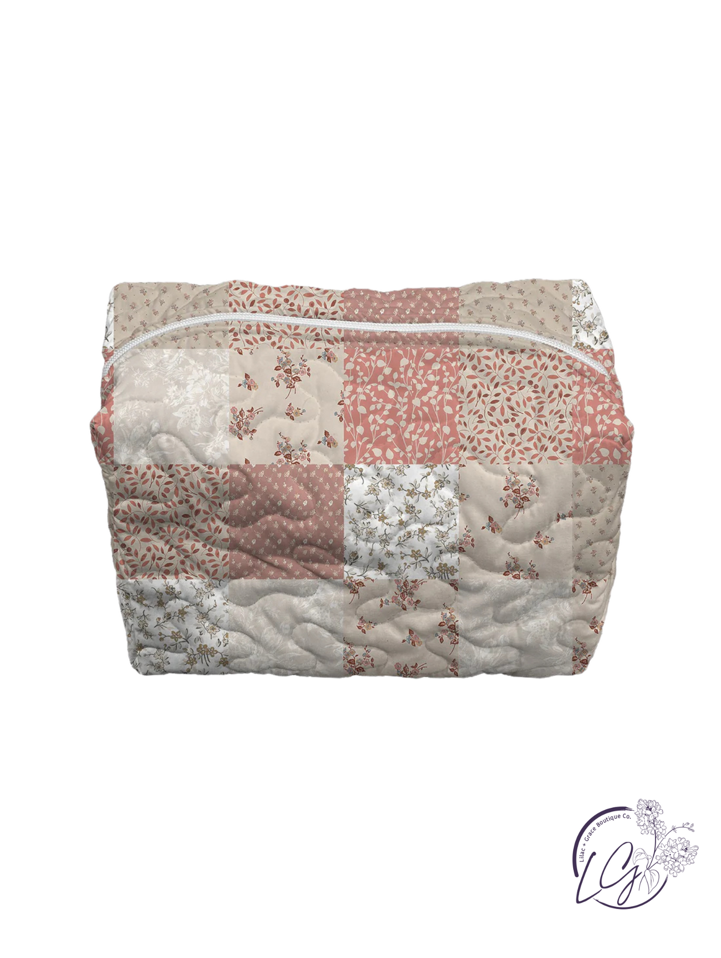 Waverly Patchwork Rose Quilted Large Makeup Bag