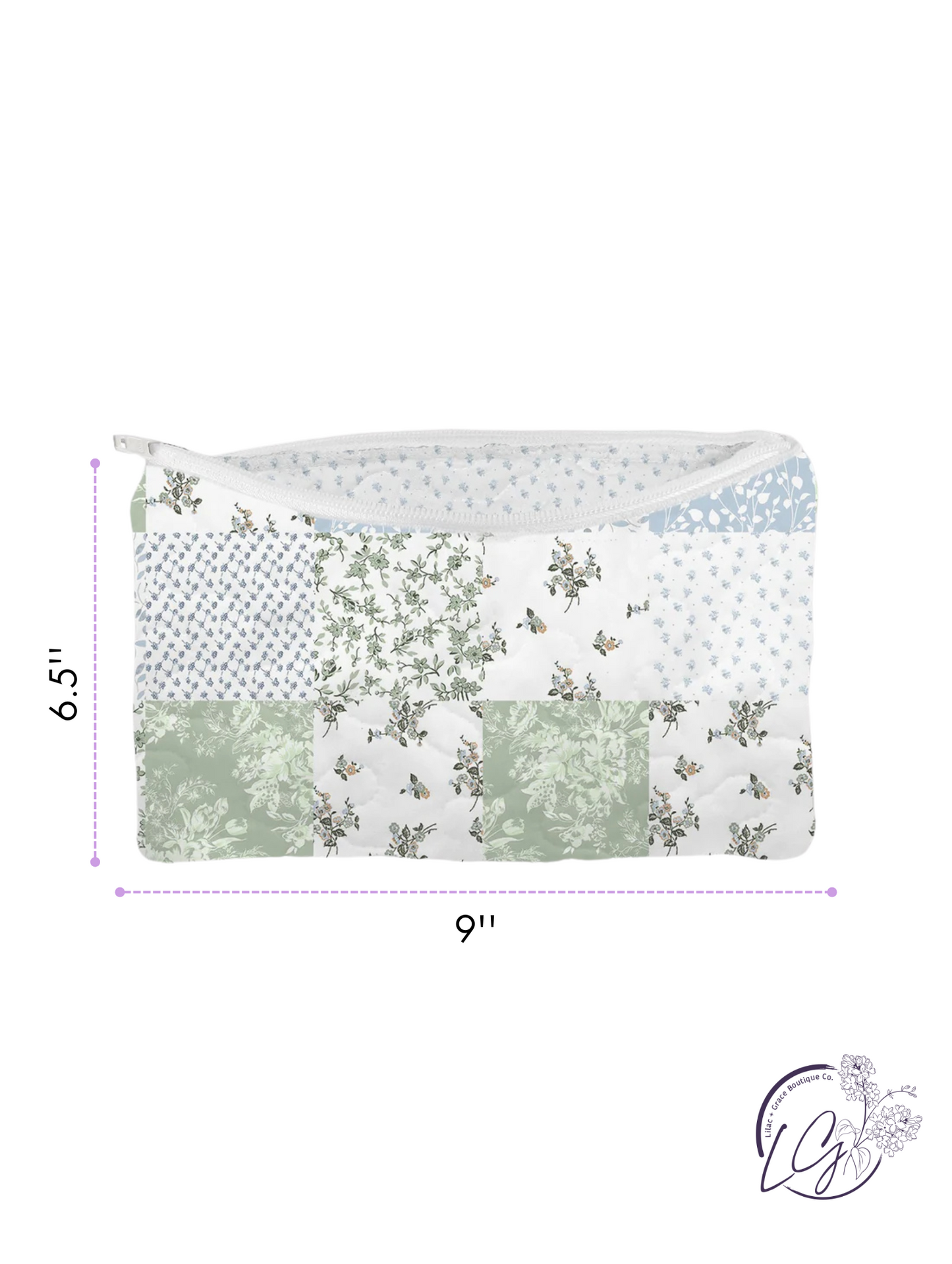 Waverly Patchwork Blue Quilted Makeup Bag