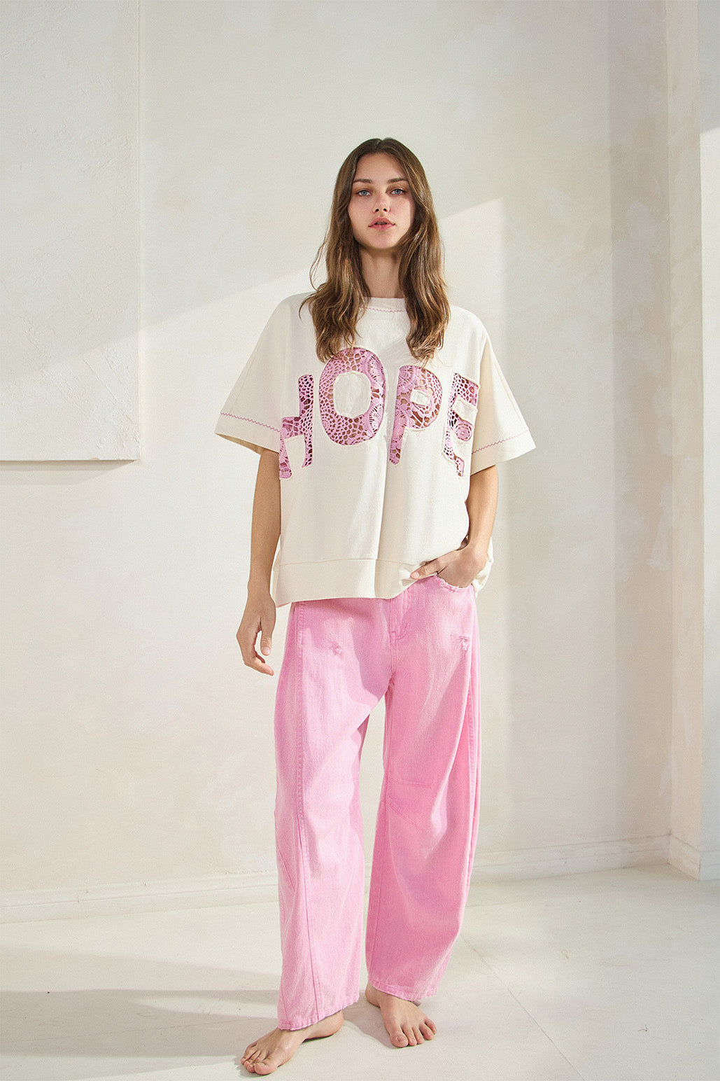 Curvy Urban Wave Acid Washed Colored Barrel Denim Pants