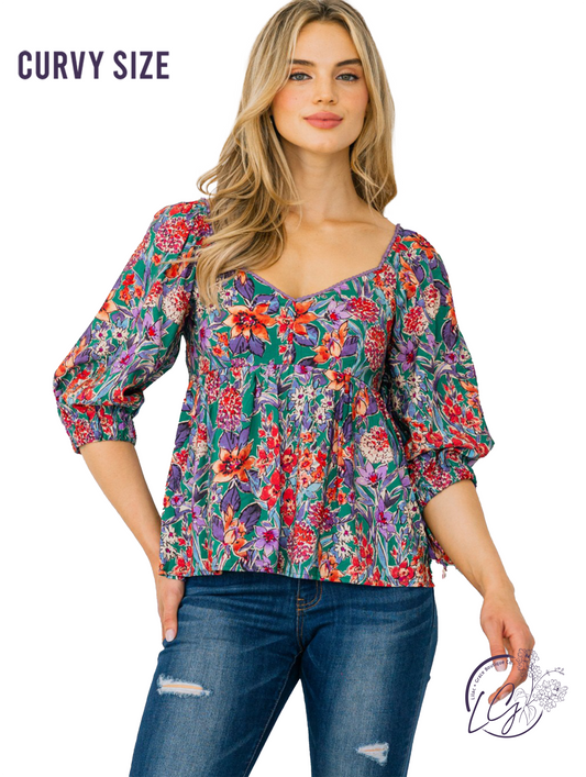 Curvy Blossom Sweetheart Top