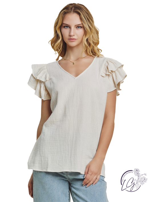 Sunday Brunch Ruffle Sleeve Blouse