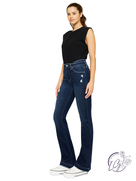 Odette High-Rise Wide Hem Bootcut Jeans by Kan Can