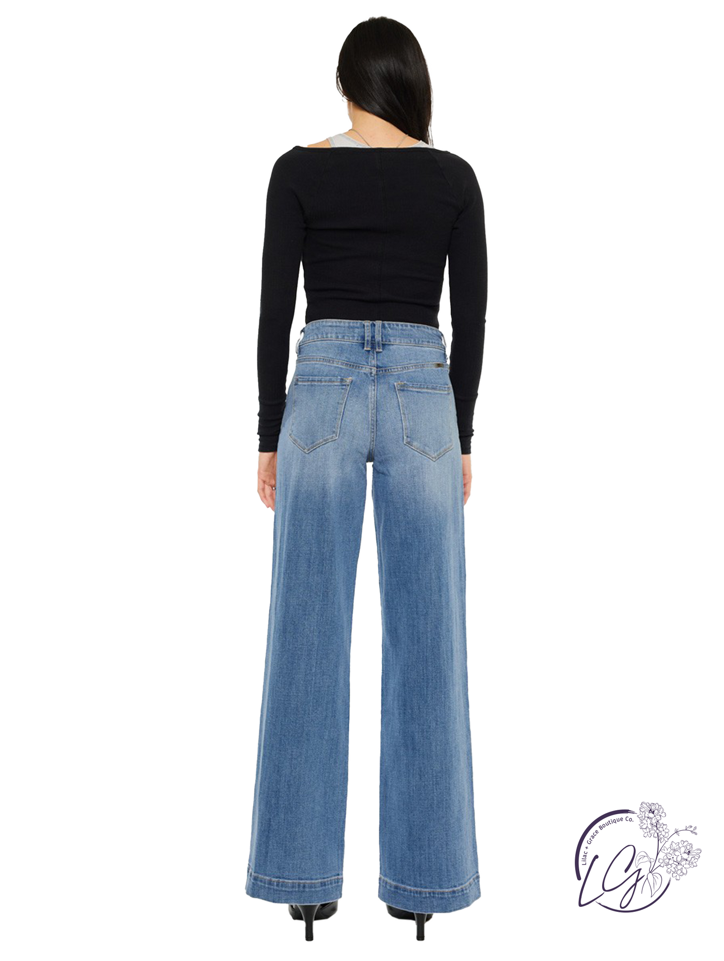 Kathleen High-Rise Trouser Wide Leg Jeans by Kan Can