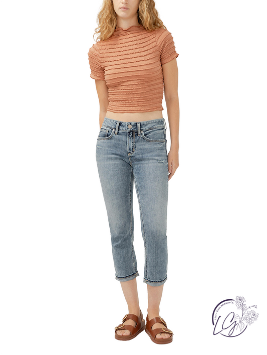 Renata Mid-Rise Luxe Stretch Capri Jeans by Silver Jeans
