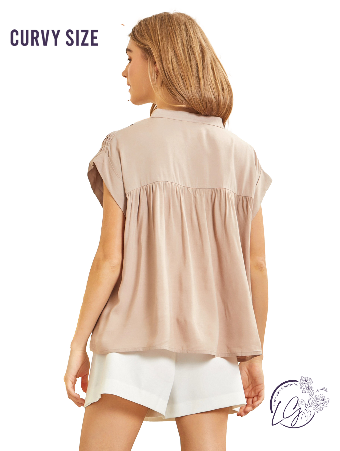 Curvy Love This Vibe Pleated Top