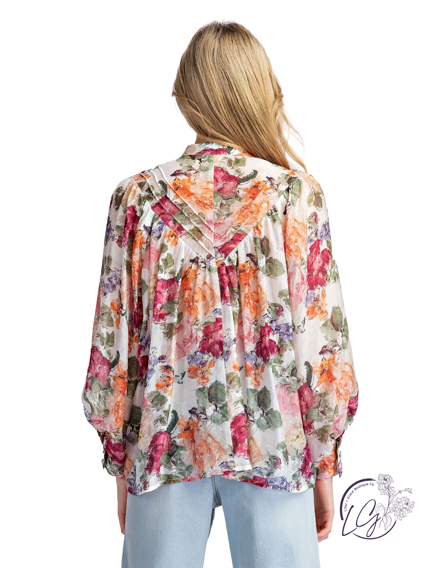 Curvy Faded Gardenlight Blouse Top