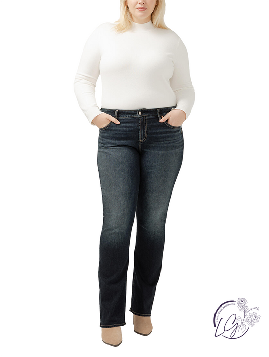 Curvy Lennon Mid Rise Slim Bootcut Jeans by Silver Jeans