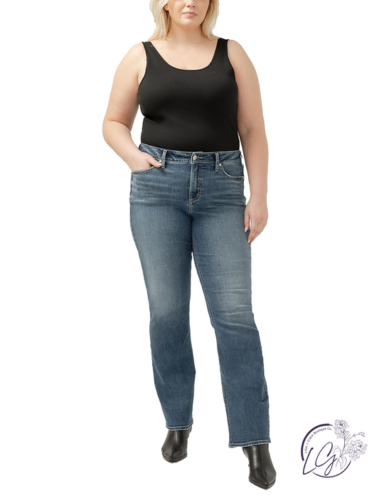 Curvy Loren Suki Mid Rise Slim Bootcut Jeans by Silver Jeans