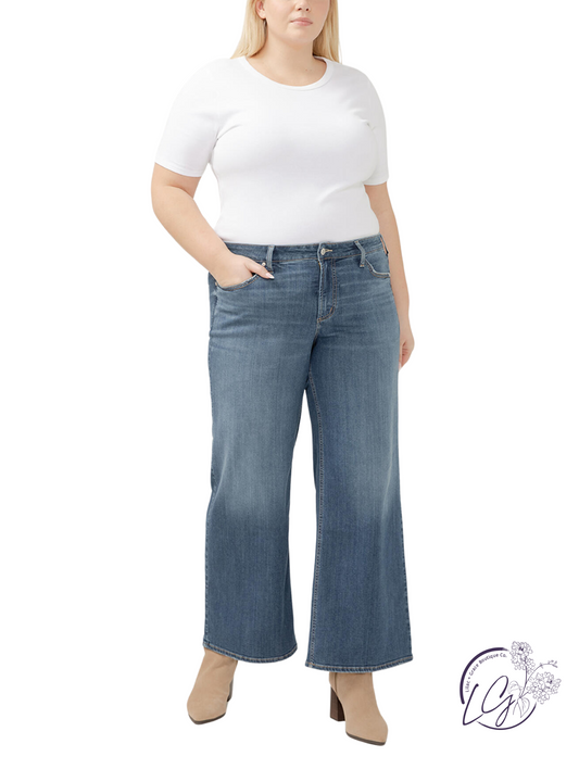 Curvy Paloma Mid-Rise Wide Leg Non-Distressed by Silver Jeans