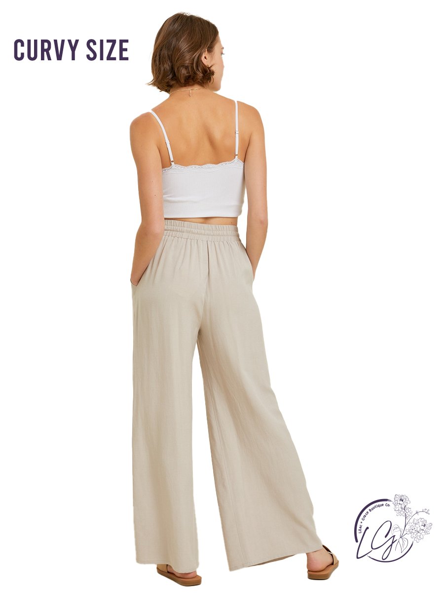 (SALE) Curvy Airy Elegance Wide-Leg Trousers