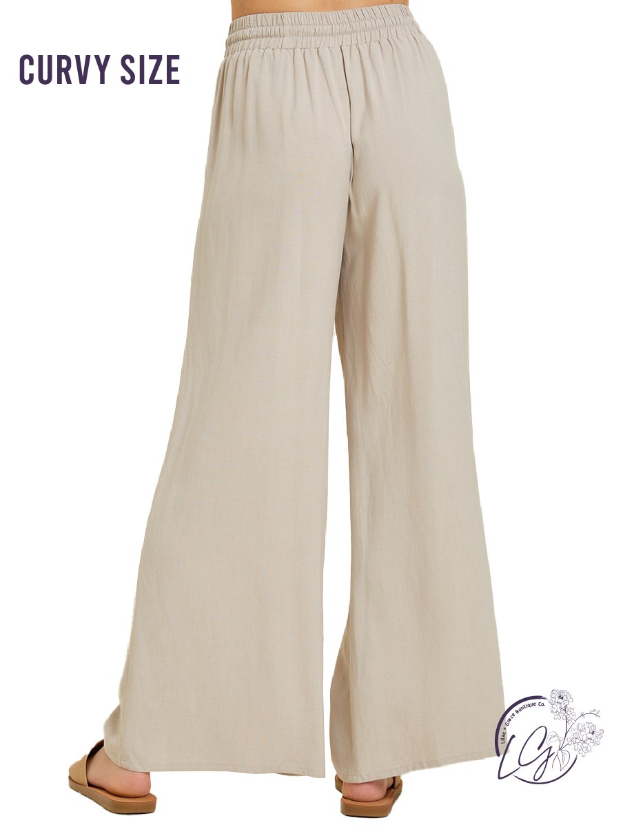 (SALE) Curvy Airy Elegance Wide-Leg Trousers
