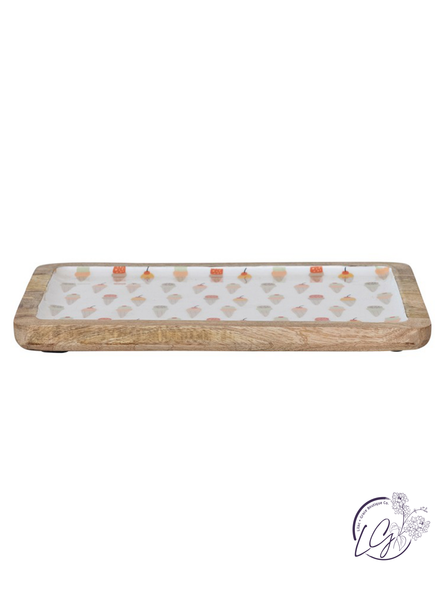 Ice Cream Cone Enameled Mango Wood Tray