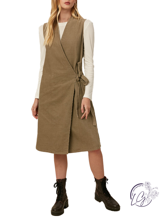 My Best Intentions Corduroy Wrap Vest Dress