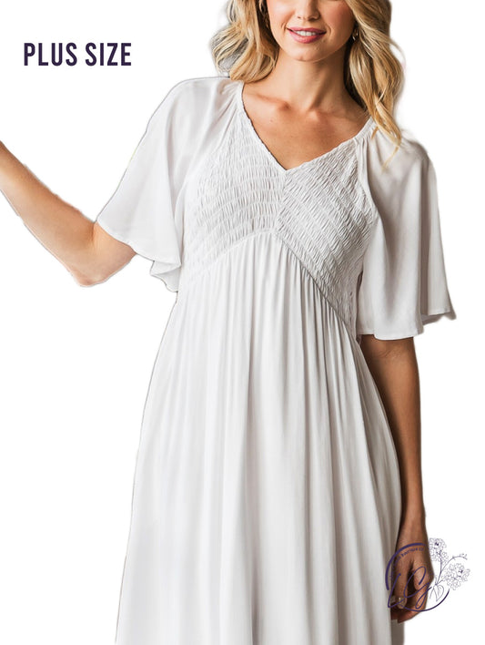 (Sale) Curvy The Blissful Breeze V-Neck Midi Dress