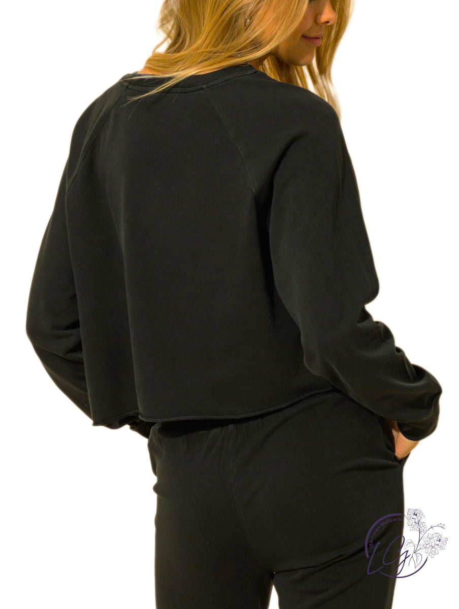 Crazy for you raglan long sleeve crop sweatshirt