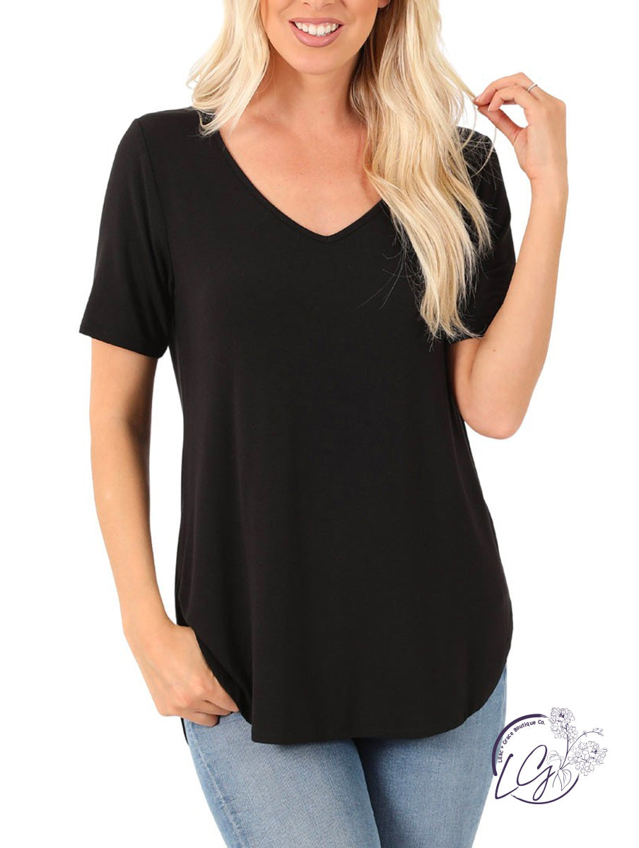 Curvy Comfort Caress V-Neck Tee