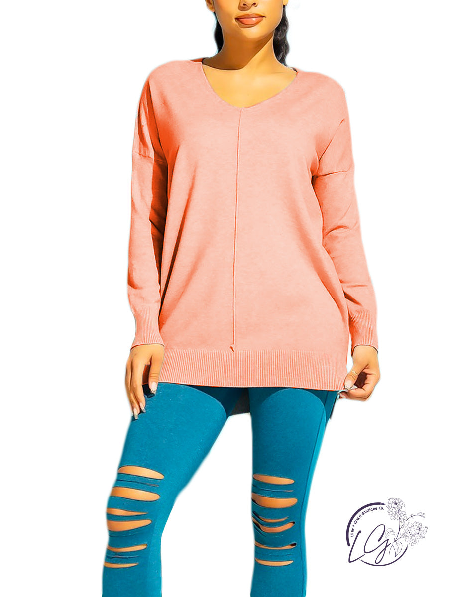 Soft Breeze High-Low V-Neck Knit
