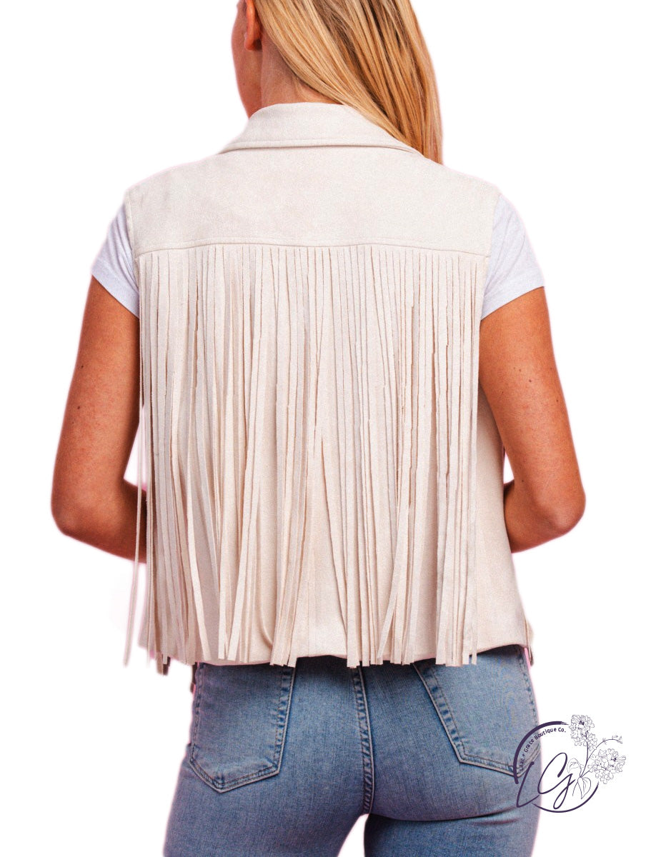 (SALE) Light It Up Fringe Faux Suede Vest