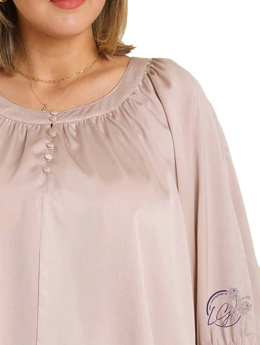 (Sale) Curvy On My Wishlist Satin Blouse