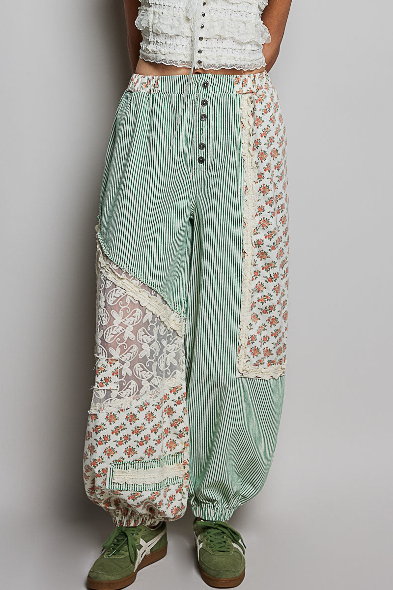 Vintage Patchwork Wide Leg Pant
