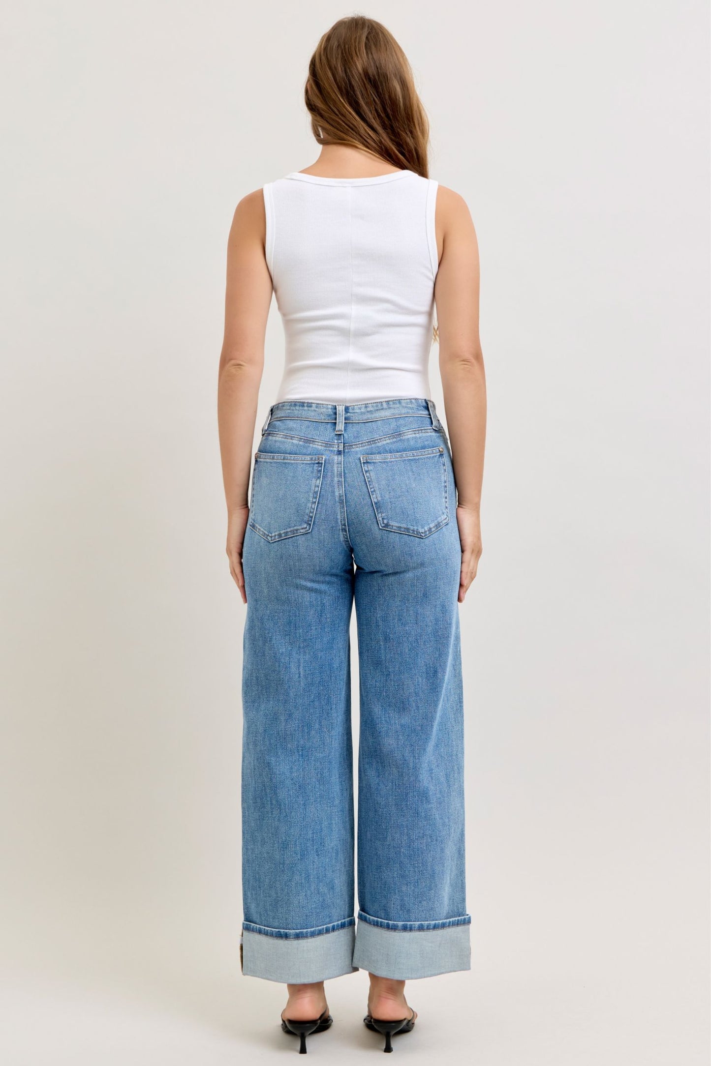 Greer Mid Rise Foldover Straight Non Distressed By Judy Blue