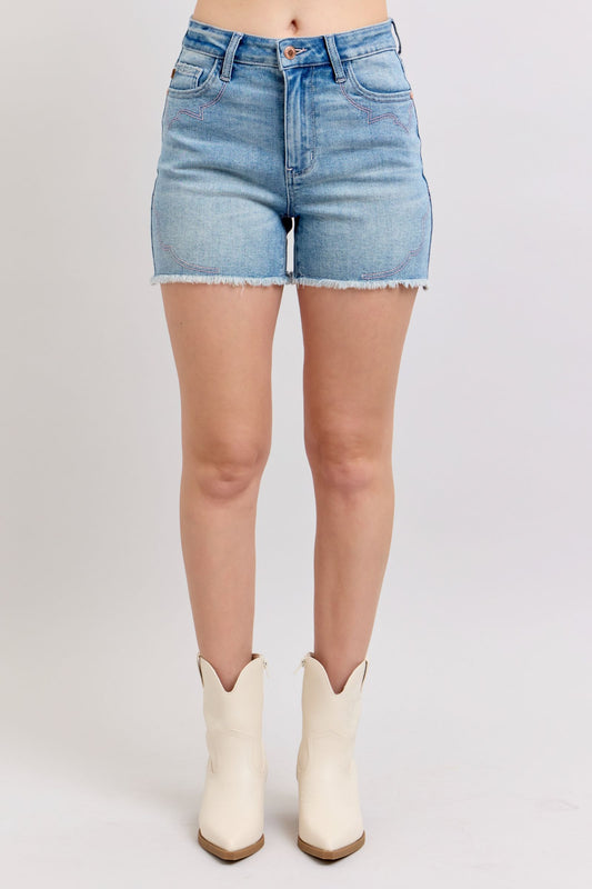 Tinsley High RIse Pink Stitched Shorts by Judy Blue