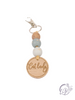 Wood Beads w/ Clip Key Ring and Tag