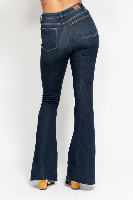 Harlow High Rise Raw Hem Flare by Judy Blue