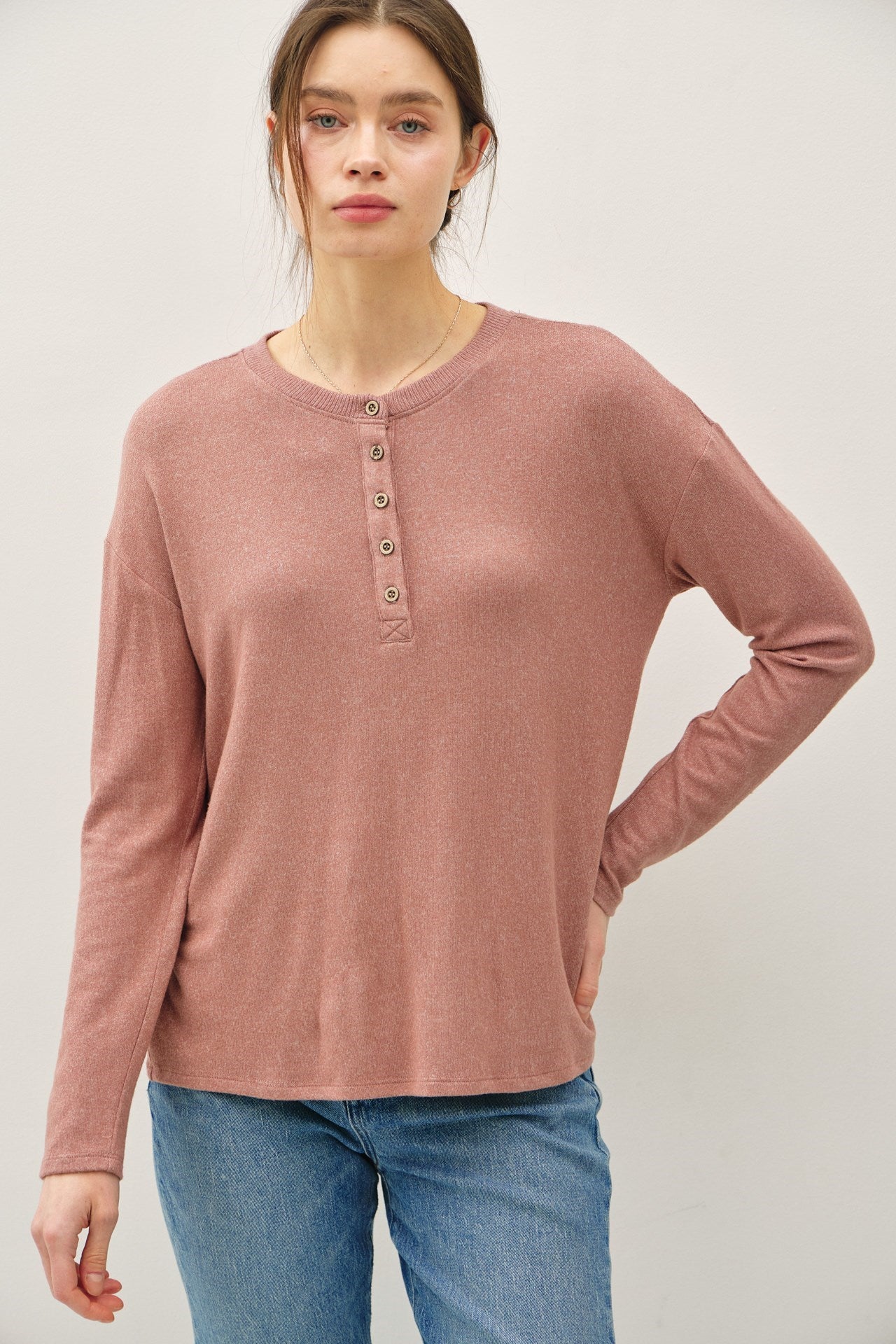 Relaxed Fit Henley Top