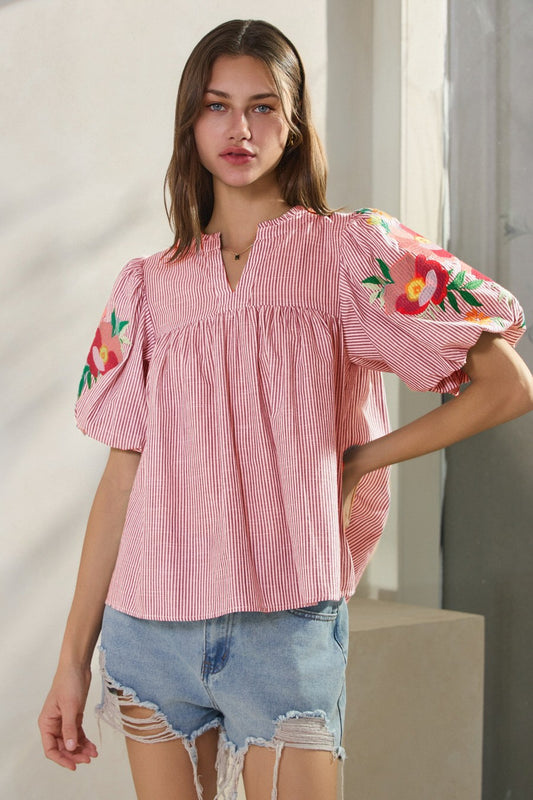 Curvy Timeless Thread Yarn Dye Striped Fabric Blouse