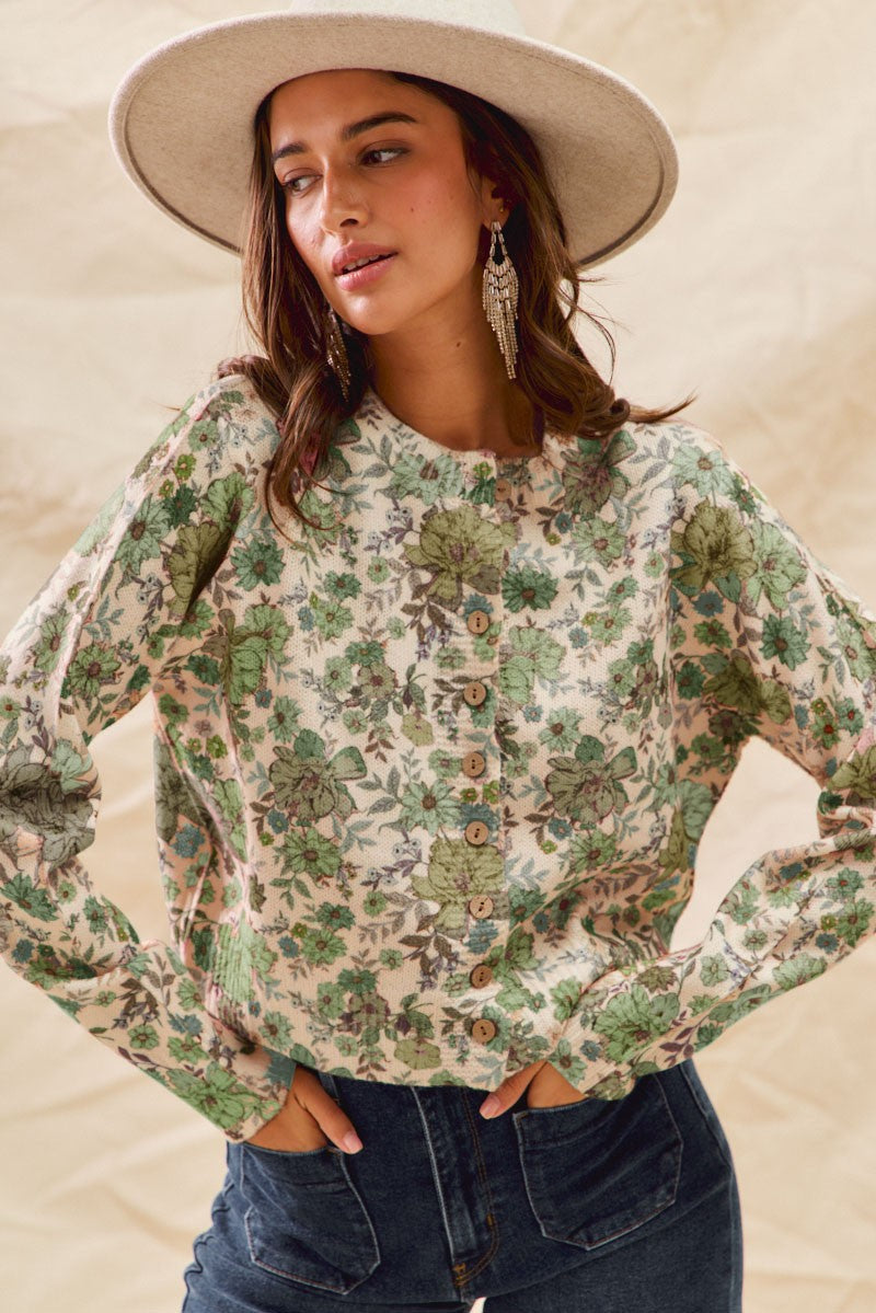 Garden Girl Button Knit