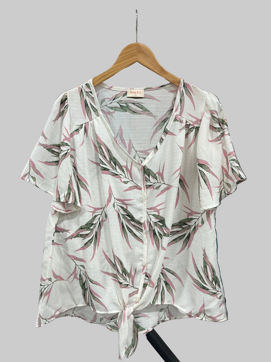 Floral Lane Tie Front Blouse