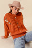 Embroidered Flower Cable Knitted Sweater Top