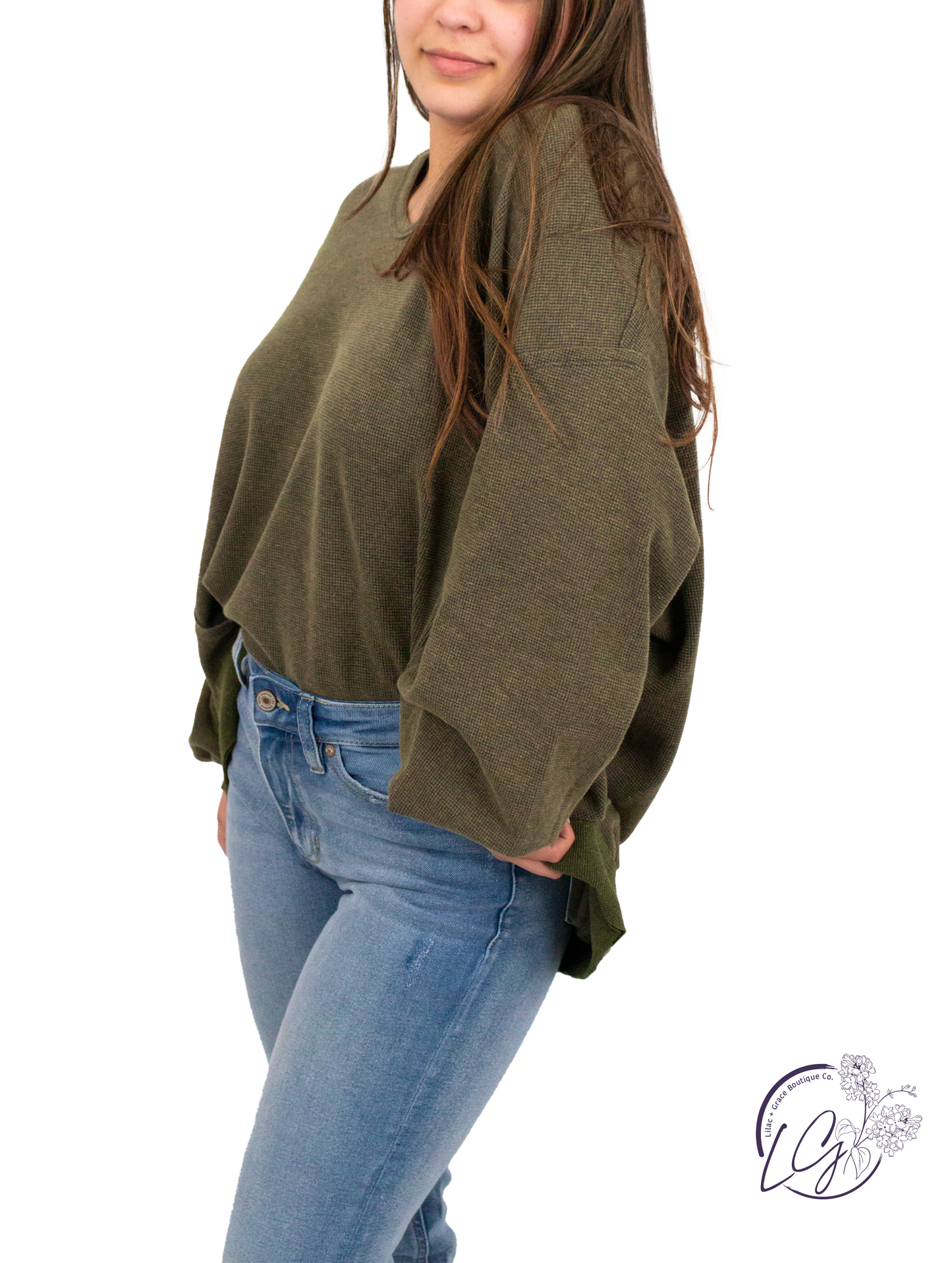 (Sale) Washed Oversized Split Neck Tee