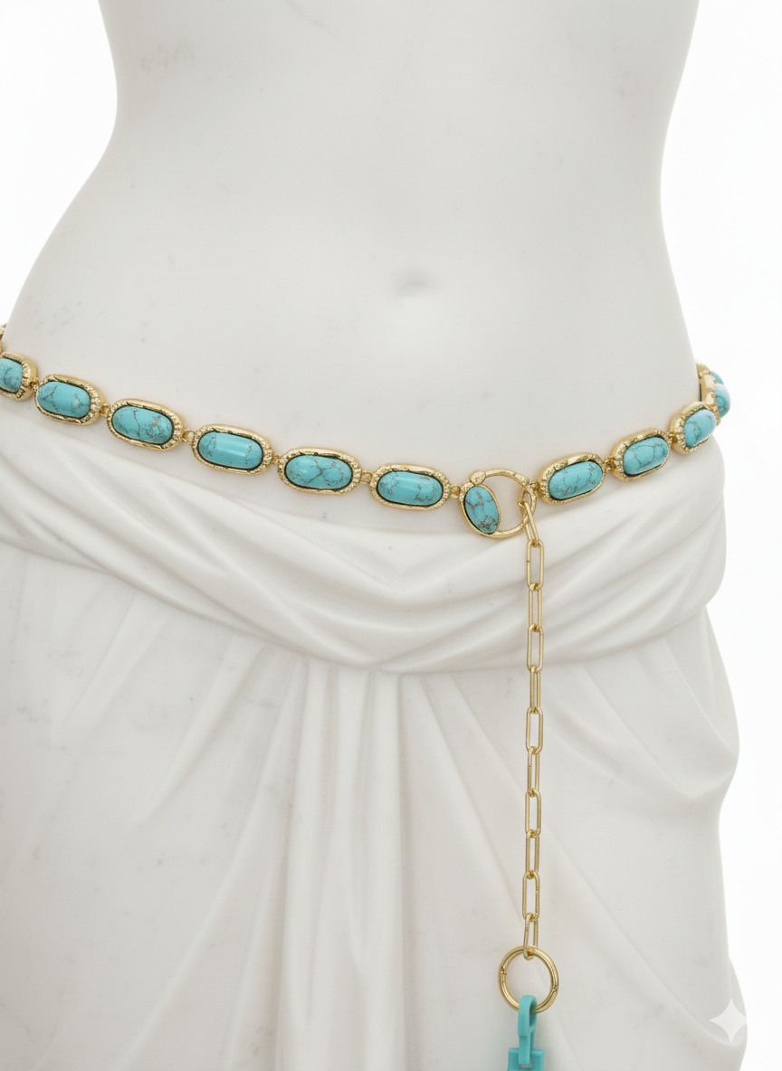 Golden Desert Turquoise Chain Belt